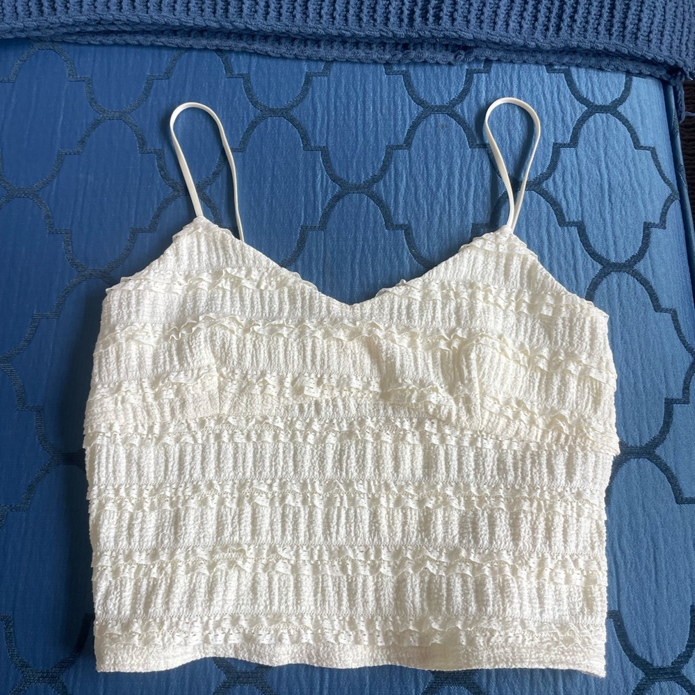 T.J.Maxx White Smocked Crop Camisole